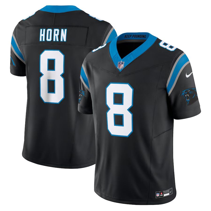 Men Carolina Panthers 8 Jaycee Horn Nike Black Vapor F.U.S.E. Limited NFL Jersey